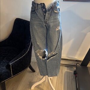 Levi's Light Blue Distressed Ankle Jeans